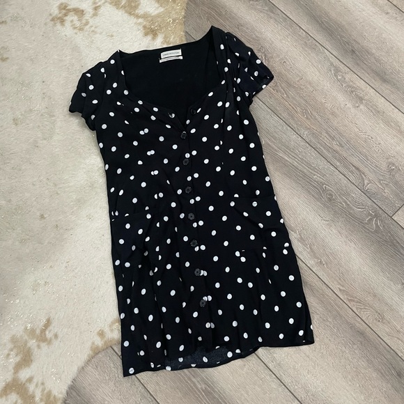 Urban Outfitters Dresses & Skirts - Urban outfitters black white polka dot button down dress